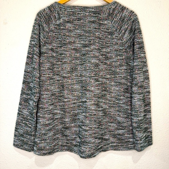 LOFT Boucle Sweatshirt Rainbow Gathered Hem Long Sleeve Women’s Size Large - Picture 8 of 12